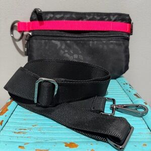 ANDI Urban Clutch Crossbody Belt Bag Black Leopard Hot Pink